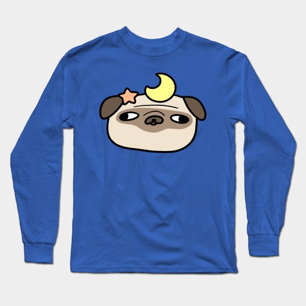 Star and Moon Pug Face Long Sleeve T-Shirt by saradaboru